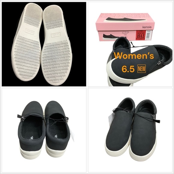Kensie Shoes - Kensie Soren USA 6.5 Black Loafers Side Zipper Sneakers Shoes Suede Durable NWT